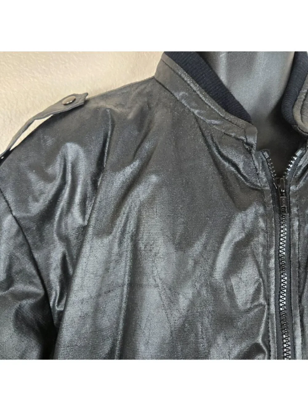 Vintage 80s Chevy Corvette Black Bomber Jacket Patches Mens Size XL Quilted